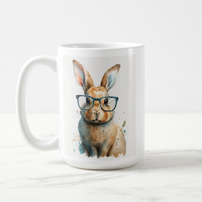 Taza De Café Bunny with Glasses Coffee Mug (Izquierda)