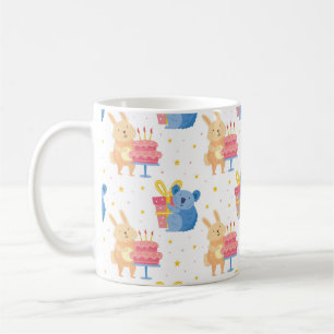 Taza De Café Bunny Y Koala Llevan La Fiesta Del Cumpleaños De 