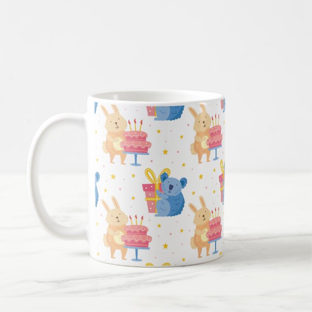 Taza De Café Bunny Y Koala Llevan La Fiesta Del Cumpleaños De L (Izquierda)