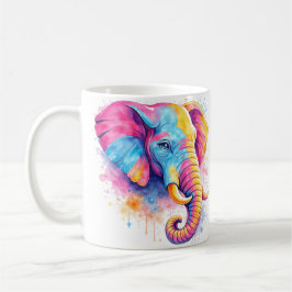 Taza De Café Bunter Regenbogen Elefant Aquarell