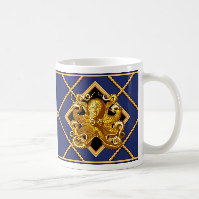 Taza De Café Buque de Octopus de Oro Rope Naval Mug/Copa Náutic (Derecha)