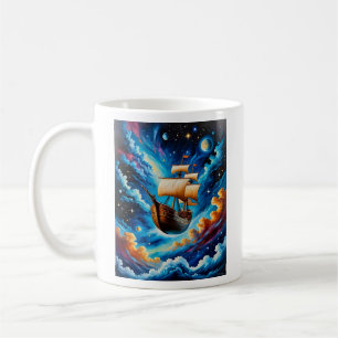 Taza De Café Buque náutico de fantasía en el mar