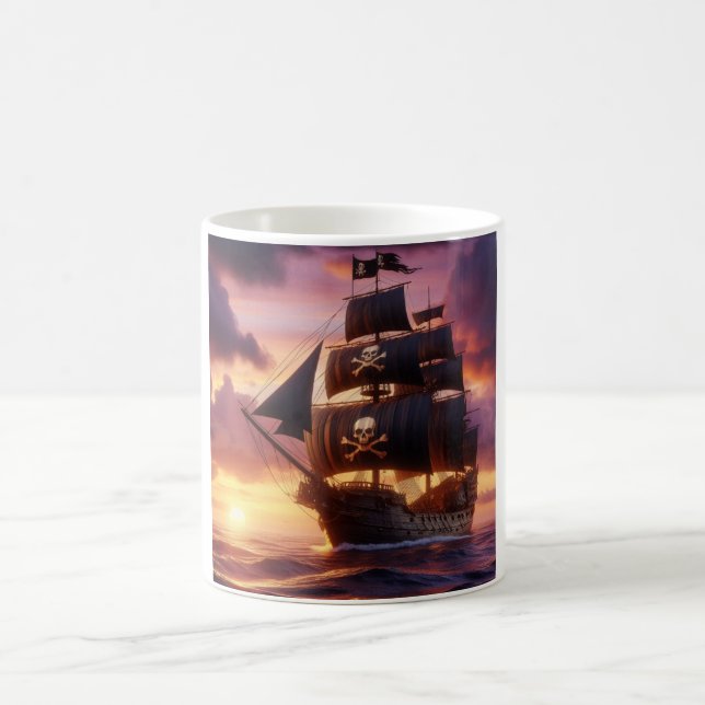 Taza De Café Buque pirata al amanecer (Centro)