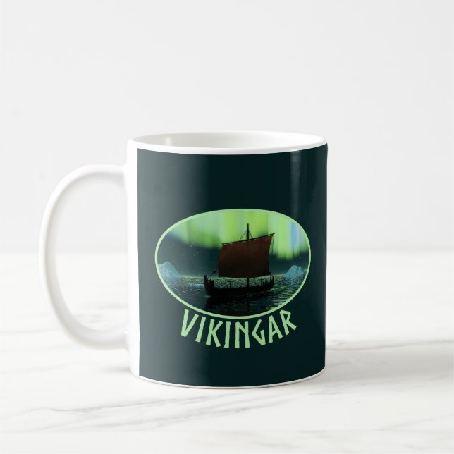 Taza De Café Buque Viking Y Luces Del Norte (Izquierda)