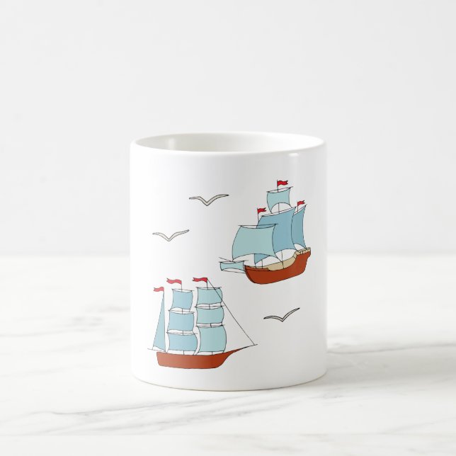 Taza De Café Buques de vela románticos Coffee Mug (Centro)