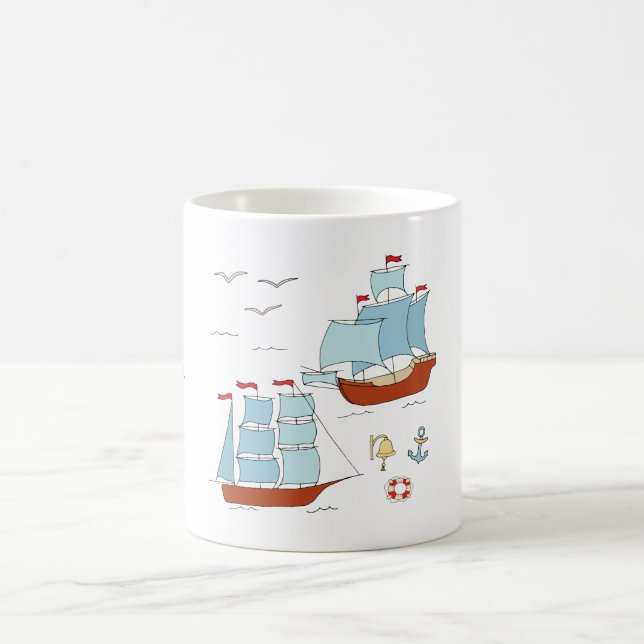 Taza De Café Buques de vela románticos Coffee Mug (Centro)