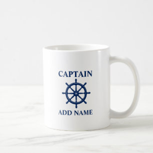 Taza De Café Buques Helicópteros con nombre de capitán o barc