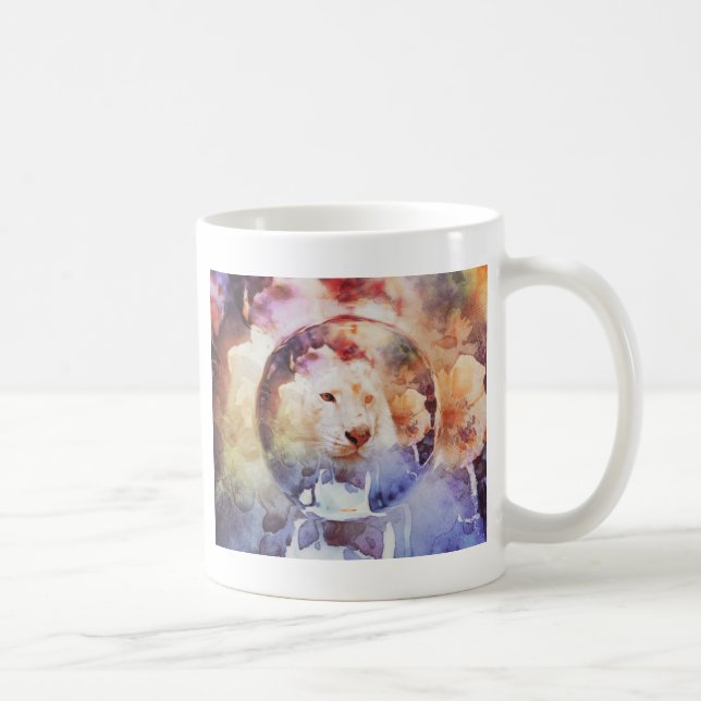 Taza De Café Burbuja Floral de Tigre Blanco (Derecha)