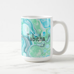 Taza De Café Burbujas de olas turquesas y azules personalizadas