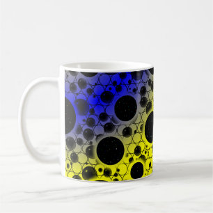 Taza De Café Burbujas Espaciales - Amarillo/Azul