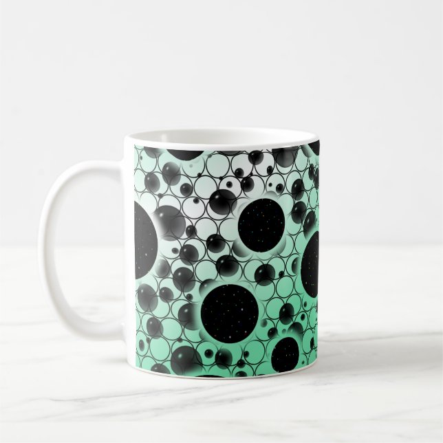 Taza De Café Burbujas Espaciales de Manchas - Blanco/Menta (Izquierda)