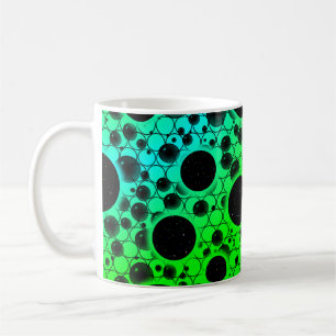 Taza De Café Burbujas Espaciales de Manchas - Verde/Cian