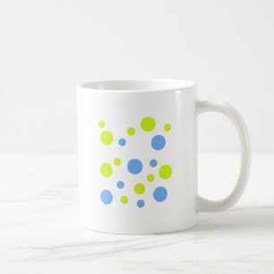 Taza De Café Burbujas Felices Funky Amarillas y Azules