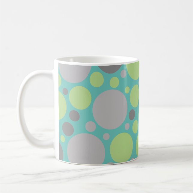 Taza De Café Burbujas grises y verdes modernas (Izquierda)