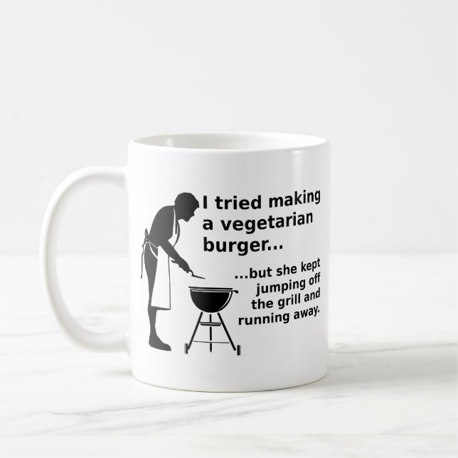 Taza De Café Burga vegetariana gracioso humor de carne (Izquierda)