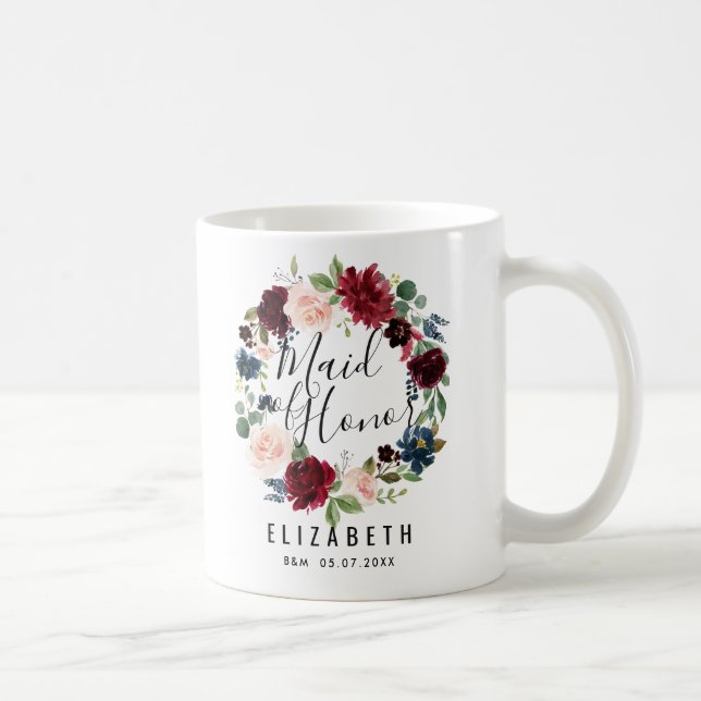 Taza De Café Burgundy Bouquet | Empleada de honor (Derecha)