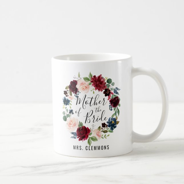 Taza De Café Burgundy Bouquet | Madre de la novia (Derecha)