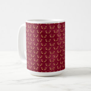 TAZA DE CAFÉ BURGUNDY CON ORO ANTLER HORNS