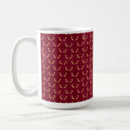 TAZA DE CAFÉ BURGUNDY CON ORO ANTLER HORNS