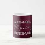 Taza De Café Burgundy Morado Morado Moderno y Moda Bridesmaid<br><div class="desc">Burgundy Purple Faux Modern and Girly Faux Metallic Stainless Steelegant ¿Serás mi dama de honor? Copa o Mug para un buen regalo para tu dama de honor. Si necesita elementos coincidentes adicionales,  póngase en contacto con el diseñador.</div>