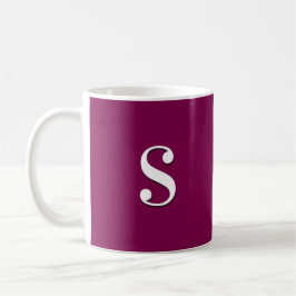 Taza De Café Burgundy Oscuro Simple Elegante Inicial Monogramad