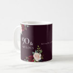 Taza De Café Burgundy Rubor Womans 90th Birthday Party Gift<br><div class="desc">Borgoña Rubor Womans 90th Birthday Party Gift Coffee Mug Beautiful Burgundy y Rubor Design Adecuado para Cumpleaños</div>