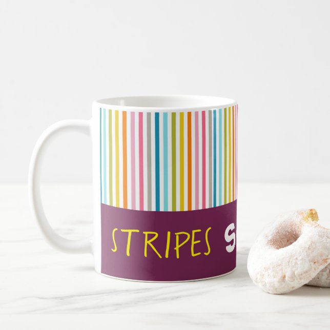 Taza De Café Burgundy Stripe Mug (Con donut)
