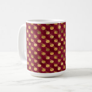 TAZA DE CAFÉ BURGUNGY ROJO CON FILAS DE BOMBA DE ORO