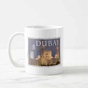 Taza De Café Burj al Arab   Mezquita en la noche Dubai