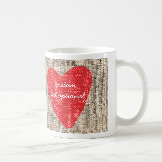 Taza De Café Burlap Red Stamp Heart Valentine Coffee Mug Cup (Derecha)