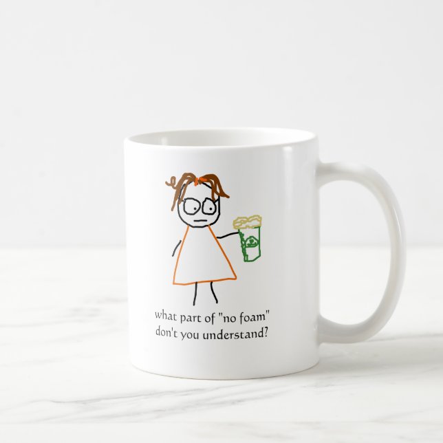 Taza De Café Burlas de Jenny:  ¡"Ninguna espuma! " (Derecha)