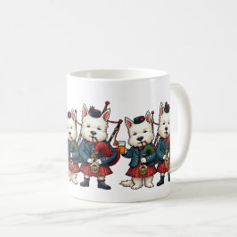 Taza De Café Burns Night West Highland Terrier Bagpipers
