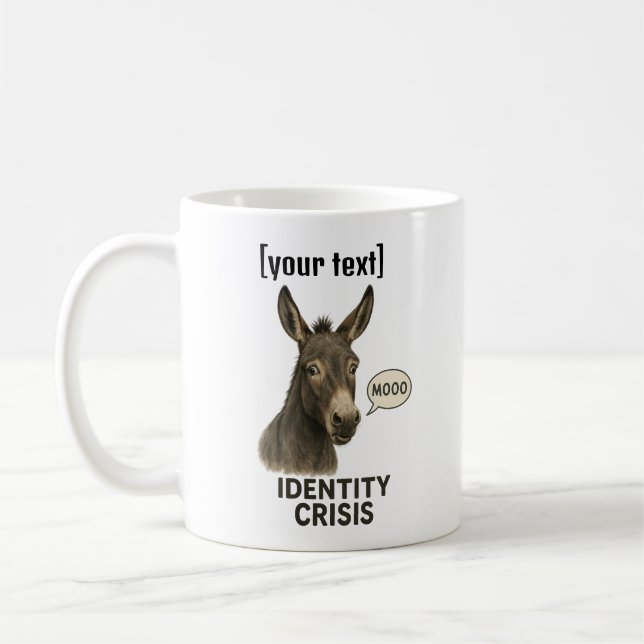 Taza De Café Burro confuso de texto personalizado (Izquierda)