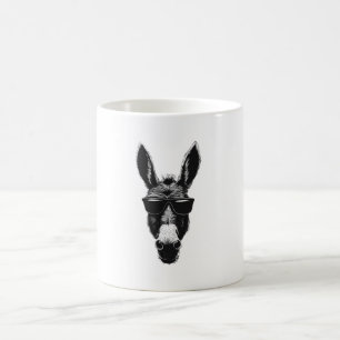 Taza De Café Burro Cool con Gafas – Estilo Monocromo