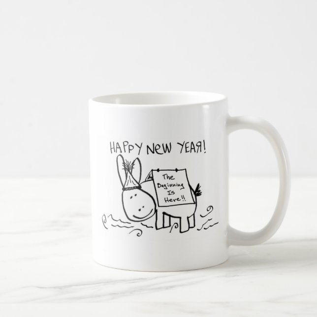 Taza De Café burro de la Feliz Año Nuevo (Derecha)