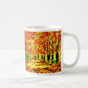 Taza De Café burro en hojas de otoño