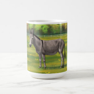 Taza De Café Burro Gris De Burro De Burro En Pasto