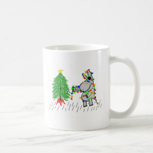 Taza De Café burro y luces de navidad