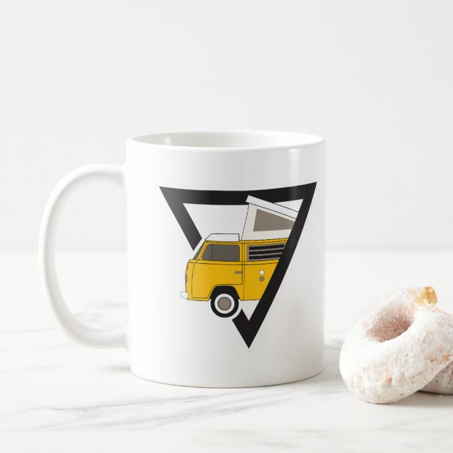Taza De Café bus amarillo clásico triangular (Con donut)