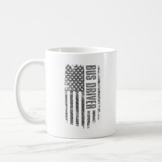 Taza De Café Bus Driver USA Flag Distressed design (Izquierda)