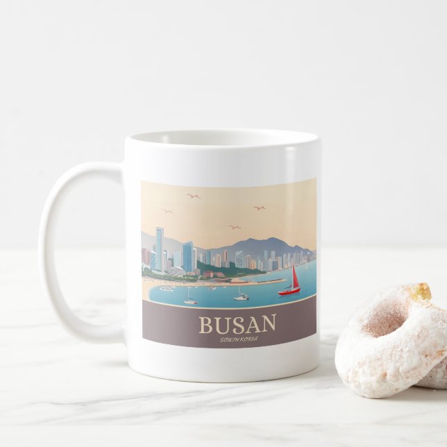 Taza De Café Busan South Korea Pastel Travel (Con donut)