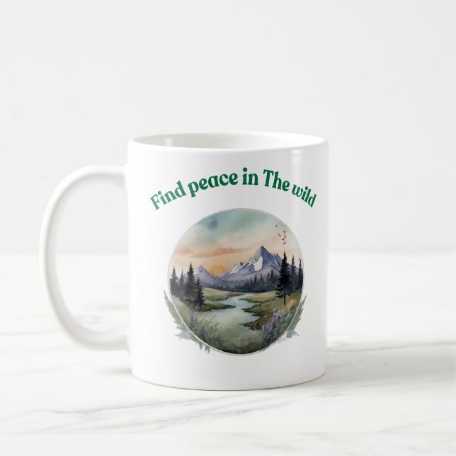 Taza De Café Buscar la paz en la naturaleza: bosque panorámico  (Izquierda)