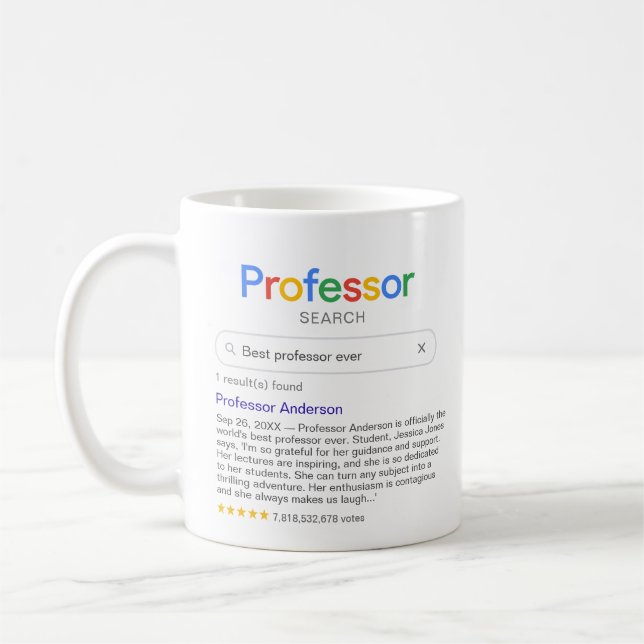 Taza De Café Búsqueda divertida del mejor profesor con mensaje  (Izquierda)