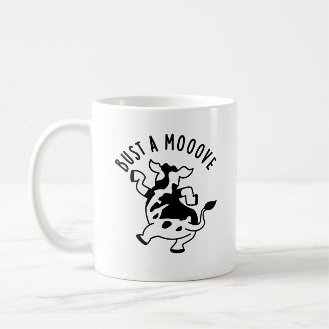 Taza De Café Bust A Mooove Funny Cow Pun (Izquierda)