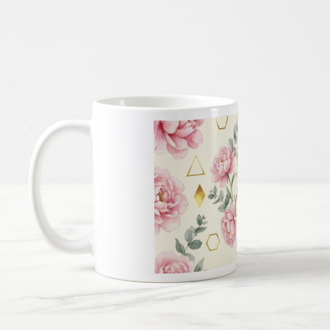 Taza De Café But First Coffee Mug | Floral Rose Gold Coffee Cup (Izquierda)