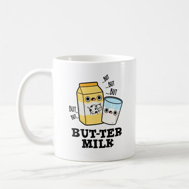 Taza De Café Butter Leche Funny Food Dairy Pun (Izquierda)