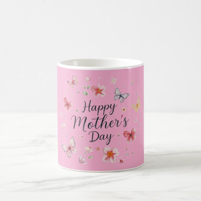 Taza De Café Butterfly and Floral Happy Mother's Day  (Centro)
