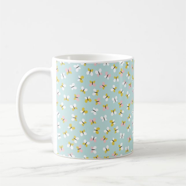 Taza De Café Butterfly And Floral Pattern  (Izquierda)