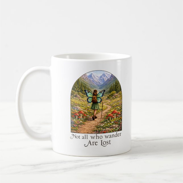 Taza De Café Butterfly Fairy Mountain Hiker | Fairycore Flower (Izquierda)