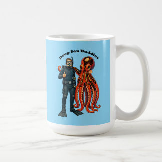 Taza De Café Buzo de buceo en SCUBA posando con un pulpo gigant